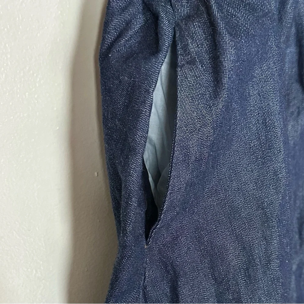 J. Crew Denim Tie Waist Tiered Hem Midi Dress Size 8 Old Money Preppy Minimalist - Picture 13 of 14